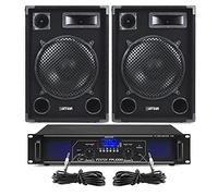 Max SP12 Passive PA System with Bluetooth Amplifier - DJ Speakers and 1000W Amp Kit, Mobile DJ Sound Solution with 12-inch Speakers, AUX Input, RCA, MP3 and Remote Control
