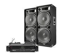 MAX SP215 Dual 15" Passive DJ Speaker Pair with VXA-800 Amplifier - High-Powered Sound System for Parties and Events | Karaoke Party Systems with 800W Amplifier