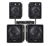 MAX SPVXA-2000 12" Passive PA System with DJ Speakers, Subwoofers and Stereo Amplifier, Professional Passive DJ Speakers Kit, PA Speakers and Amp for Live Events & Performances