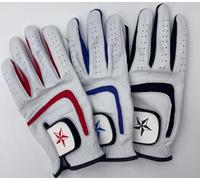 Max Star 3 Pack Mens Golf Gloves Leather or Super Soft All Weather with Cooling Lycra finger and knuckle inserts and palm insert for improved grip and strength (L, All Weather)
