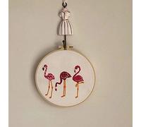 Max Stitch Design Pre-Printed Cotton Embroidery Kit, Easy Starter Kit, Flamingo Hand Embroidery