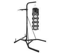 Max Strength 2 Way Free Standing punch bag Frame 6'2" high and 4' filled Punching bag with Speedball Platform set in black colour (Frame With Hanging Punch Bag)