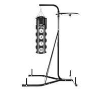 Max Strength 2 Way Heavy Punch Bag Frame & Speed Ball Stand Dual Freestanding Frame Station 6'2" high and 4' filled Punching bag with Speedball Platform set in black