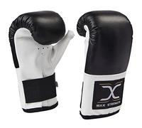 Max Strength Bag Gloves for Heavy Training Punch Mitts for Boxing | Boxing, Sparring, Kickboxing, Muay Thai, Martial Arts, MMA Punching Focus Pads Workout (S/M, Black/White)