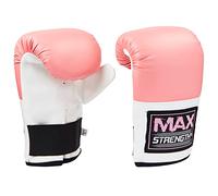 Max Strength Bag Gloves for Heavy Training Punch Mitts for Boxing | Boxing, Sparring, Kickboxing, Muay Thai, Martial Arts, MMA Punching Focus Pads Workout (L/XL, Pink/White)