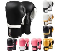 Max Strength Boxing Gloves MMA Mitts for Sparring Kickboxing Heavy Punch Bag Grappling Dummy Double End Speed Ball Focus Pads Workout Gloves (6oz, Black/White)