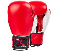 Max Strength Boxing Gloves MMA Mitts for Sparring Kickboxing Heavy Punch Bag Grappling Dummy Double End Speed Ball Focus Pads Workout Gloves (8oz, Red/White)