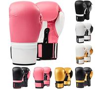Max Strength Boxing Gloves MMA Mitts for Sparring Kickboxing Heavy Punch Bag Grappling Dummy Double End Speed Ball Focus Pads Workout Gloves (12oz, Pink/White)