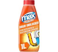 Max Strength Drain Unblocker, 1L, Heavy Duty Toilet Unblocker, Sink Unblocker and Drain Cleaner for Kitchen and Bathroom Drains, Fast-Acting Shower Drain Unblocker, Easy to Use Sink Cleaner
