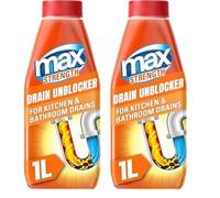 Max Strength Drain Unblocker, 1L, Heavy Duty Toilet Unblocker, Sink Unblocker and Drain Cleaner for Kitchen and Bathroom Drains, Fast-Acting Shower Drain Unblocker, Easy to Use Sink Cleaner