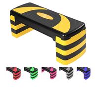 Max Strength Fitness Stepper for Exercise Workout 5 Height Level Adjustable 10cm 15cm 20cm 25cm 30cm Non-Slip Step Platform for Aerobic Exercise Stamina Cardio Yoga Routines Training Yellow Black