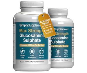 Max Strength Glucosamine Sulphate 2KCl | Supports Active Lifestyles | 1858mg per Serving | Marine Sourced | 360 Tablets = 6 Months’ Supply | Manufactured in The UK in Accordance with GMP Standards