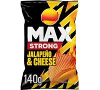 Max Strong Jalapeño & Cheese Sharing Bag Crisps 140g (Pack of 8) "Crunch Into Happiness" For All Occasions