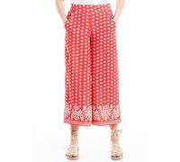 Max Studio Women's Crop Side Border Wide Leg Pant, Red/Cream Med Dutch Borders, Large