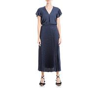 Max Studio Women's Jacquard Shine Dot Pleated Midi Dress, Midnight, Large