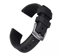 Max Summit Fluororubber (FKM) Rubber Watch Strap with Loop Holder Lock Ring 20mm 22mm (22mm, Black)
