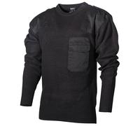 Max Tac German Army Style Warm Pullover Jumper with Chest Pocket Black