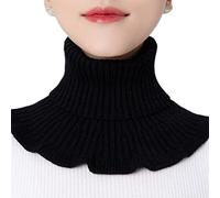 Max-Tonsen Blouse False Collar Knitted Fake Collars Elastic Turtleneck Fake Collar Winter Neck Warmer Ruffle Dickey Collar,Knitted False Collar,Black