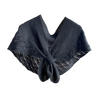 Max-Tonsen Women Crochet Shawl Wrap Knit Fish Scales Solid Color Poncho Knotted Cape Scarf,Women Shawl,Black