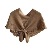 Max-Tonsen Women Crochet Shawl Wrap Knit Fish Scales Solid Color Poncho Knotted Cape Scarf,Women Shawl,Brown