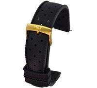 Max Tropical Vintage Style FKM Rubber Divers Replacement Watch Strap Fluororubber (20mm, Black Gold)
