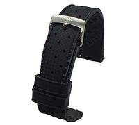 Max Tropical Vintage Style FKM Rubber Divers Replacement Watch Strap Fluororubber (22mm, Black Silver QR)