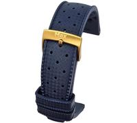 Max Tropical Vintage Style FKM Rubber Divers Replacement Watch Strap Fluororubber (22mm, Blue Gold)