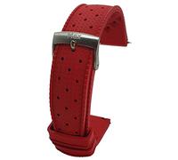 Max Tropical Vintage Style FKM Rubber Divers Replacement Watch Strap Fluororubber (22mm, Red QR)