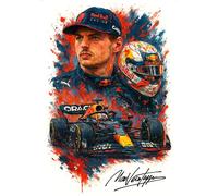 Max Verstappen F1 Autographed/Signed Splash Art Watercolour Print. (A4 PRINT ONLY)