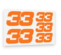 Max Verstappen number 33 Fluorescent Orange Vinyl Sticker 2 x 80mm / 3 x 50mm F1 Formula 1