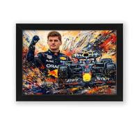 Max Verstappen Signed Poster Print - Art Styled Limited Edition Autograph Fan Gift - Collectible Memorabilia Wall Art - 4-Time F1 World Champion Red Bull (A4 Framed)