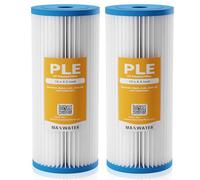 Max Water 50 Micron 10 x 4.5 Pleated Sediment Water Filter, Washable Replacement Cartridge for 10" BB Whole House Systems Compatible with R50-BBSA, FXHSC, WFHDC3001, W50PEHD, GXWH40L (2 Pack)