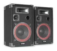 MAX XEN 3508 8" Passive DJ Speakers Pair 500W, Professional Disco Loudspeakers with Red Cone Woofer, Piezo Tweeter & Carpeted Cabinet for PA, Karaoke & Parties