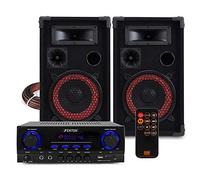 MAX XEN-3508 HiFi Home Audio System with Passive 500W Party Speakers, Bluetooth Stereo Amplifier, Multimedia Player & Karaoke Functionality - Complete Sound System for Music & Entertainment