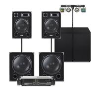 MAX12 Passive DJ Speaker Package - 12" PA System with Dual 15" Subwoofers, Amplifier, Crossover, DJ Booth, Light Bar & Tripods - Complete DJ Setup Ideal for Gigs, Parties, Events, Mobile DJ Packages