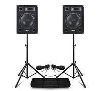 MAX15 2000W Passive PA Speaker Kit with Stands - Complete DJ Sound System with Dual 15" Passive Speakers, Tripod Stands & Cables for Events, Karaoke & Gigs Premium Passive DJ Speakers Set
