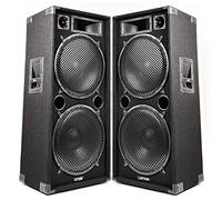 MAX215 Dual 15" Passive DJ PA Speaker Pair, 4000W - PA Speakers Solution for DJs, Events, and Karaoke, Full Range 3-Way Speaker Set with Bullet Tweeter, 8 Ohm, Carpeted Cabinet, Handles, 100dB SPL