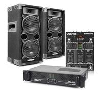 MAX26 Dual 6" Passive DJ Setup - Complete 1200W PA Speaker & Amp System with Mixer, Cables, Bluetooth & MP3 for Bedroom and Home DJ Setups, Starter Kit for DJs, Parties, Karaoke and Events