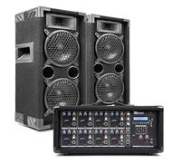 MAX26 Dual 6" Passive Speaker PA System with PDM-C805A Mixer - Complete 800W Band PA System for Singers, Church, Rehearsal, and Events with Cables Included