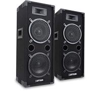 MAX28 Dual 8" Passive DJ PA Speaker Pair 1600W - Professional Carpeted PA Speakers for DJ, Events & Karaoke, Each Speaker has Dual 8-Inch Woofers, Tweeter Horns, Portable Design