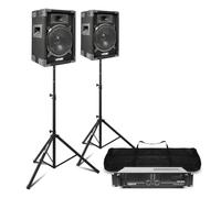 MAX8 8" Passive DJ PA Speaker System with Vonyx Amplifier, 2 Speaker Stands & 2x 6m Cables - Complete 800W DJ Speaker Kit for Events, Parties, Karaoke, Live Sound, Home Use