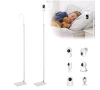 maxant Baby Monitor Floor Stand Holder, Flexible Hose & Height Adjustable & Flexible Hose Baby Camera Mount Holder Compatible with Most Baby Monitors Surveillance Camera with 1/4" Threaded (White)