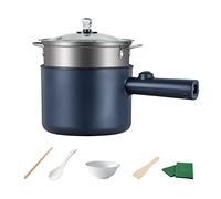 maxant Electric Hot Pot, 1,8L Mini Non-Stick Pan, Portable Skillet with Lid, Spatula and Multi Cooker, Multifunction Cooking Pot Steamer for Travel/Dorm (Blue Steamer), (UD0303)
