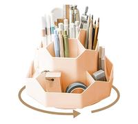 maxant Rotating Pen Holder, Stationery Supply Organiser, 360 Degree Rotating Pen Holder For Desk Tidy, 9 Compartments Pencil Pots, Desktop Storage Organizer for Home And Office Supplies (Pink)