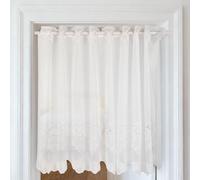 maxant White Voile Curtain, Rod Pocket Sheer Curtain, Net Curtains for Window, Light Filtering Kitchen Cafe Curtains, 1 Panel 150x90cm Short Curtain for Bathroom Bedroom Living Room Windows Treatment