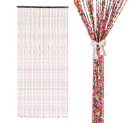 maxant Wooden Beaded Door Curtain, 90x195cm Bamboo Beads Curtains for Doorways, Room Partition, Fly Screens, 31 Strands Colorful Hanging Bead Doors Curtain for Living Room Bedroom Dividers