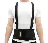 MAXAR Industrial Back Brace for Work, Adjustable Double Pull & Removable Suspenders/Straps, Ideal for Lumbosacral Back Pain Relief & Heavy Lifting, 8" Wide, Unisex (Black, Medium)