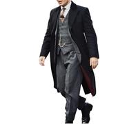 MAXATTIRE Men’s British Gangster Style Wool Blend Overcoat - Iconic Series Inspired Famous Black Long Coat