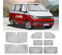 MaxAwe 8Pcs Internal Thermal Blind Set for VW T5/T6 LWB, Luxury Sunshade Wrap Kit, Window Front Screen Cover - Summer UV Sun Protection & Winter Insulation