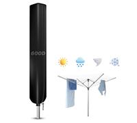 MaxAwe Large Rotary Washing Line Cover, Black 600D Oxford Fabric 180x18x18cm PVC Coating Rotary Airer Cover, Waterproof Whirly Clothes Airer Dryer Protective Cover with Zip and Drawstring